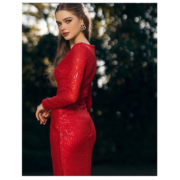 Bariano Dress, Red Sequins - Picture 3 of 5